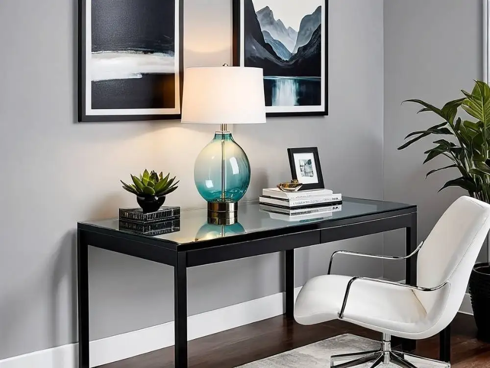 Home Office Lighting: Glass Base Table Lamp