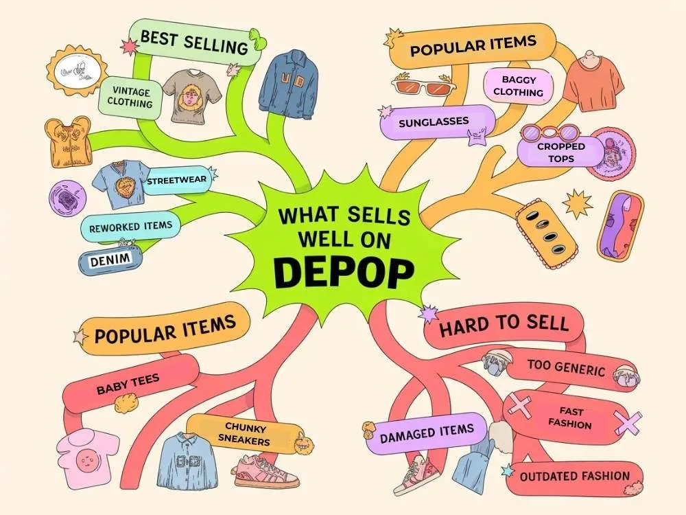 Know what sells well on Depop, popular items, and items that are hard to sell.