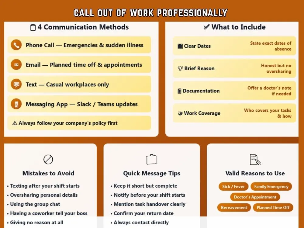 call out of work professionally 