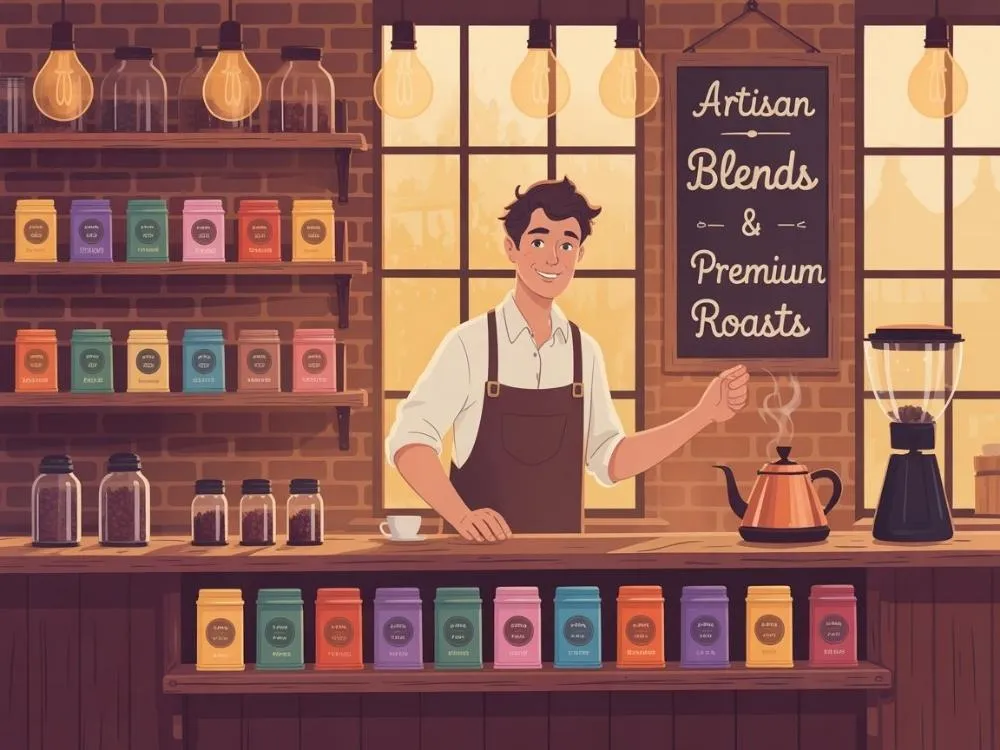 Pre-packaged tea or coffee beans shop