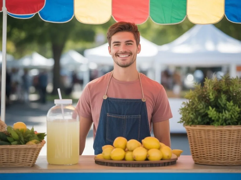 Selling fresh drink at farmers market