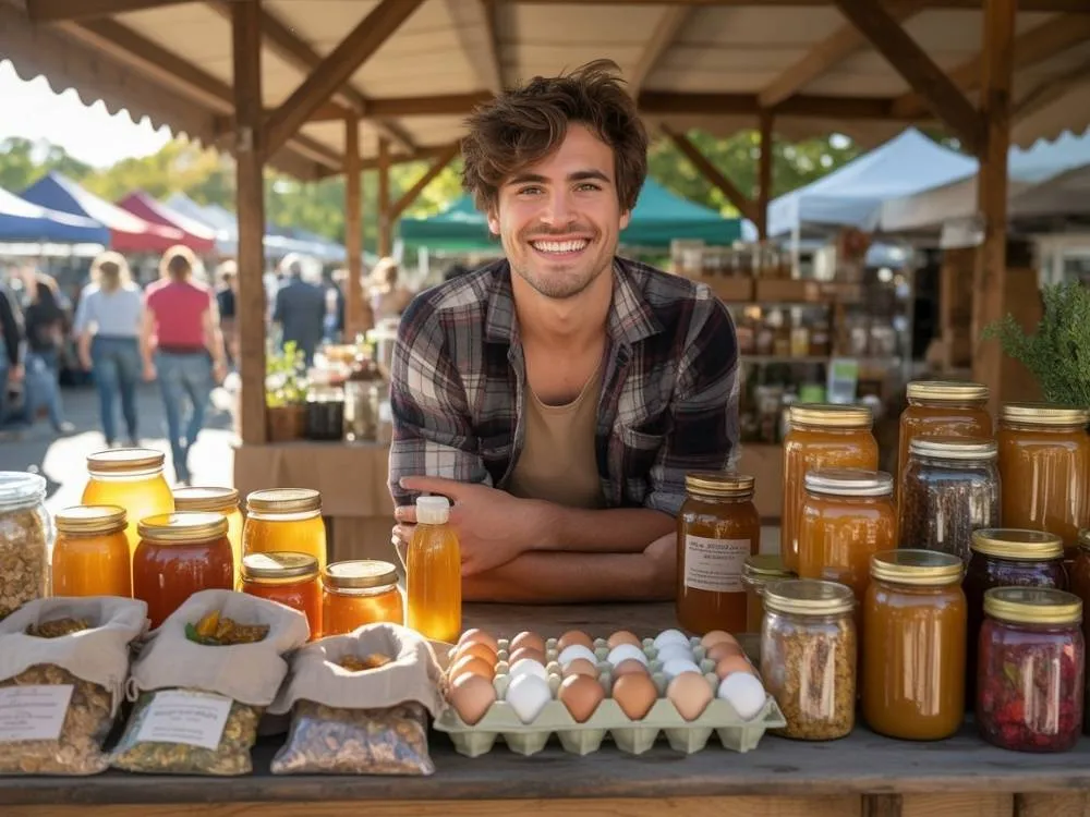 Selling organic pantry staples at farmers market