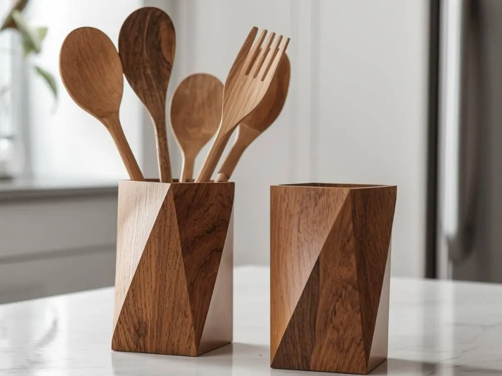 wooden kitchen utensil holder