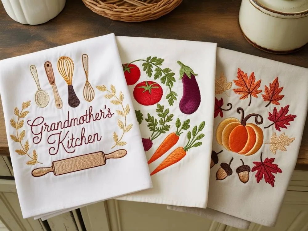Embroidered kitchen towel