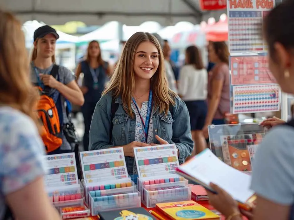 Selling Homework Planner Sheets at a School Market Day