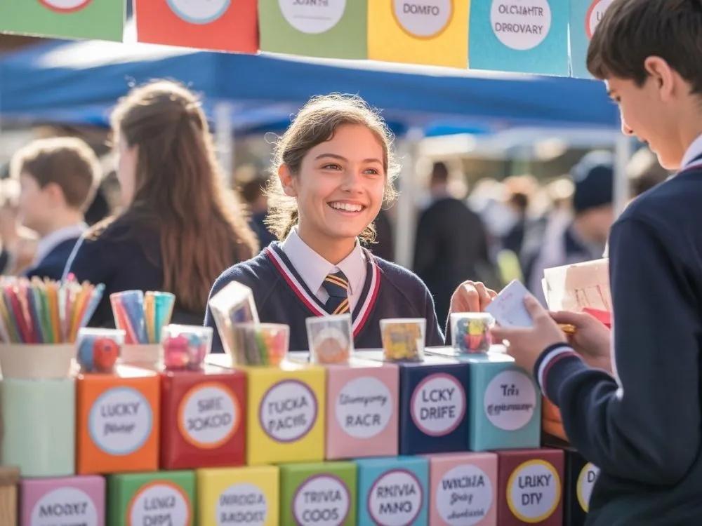 Selling Lucky Dip Boxes at a School Market Day