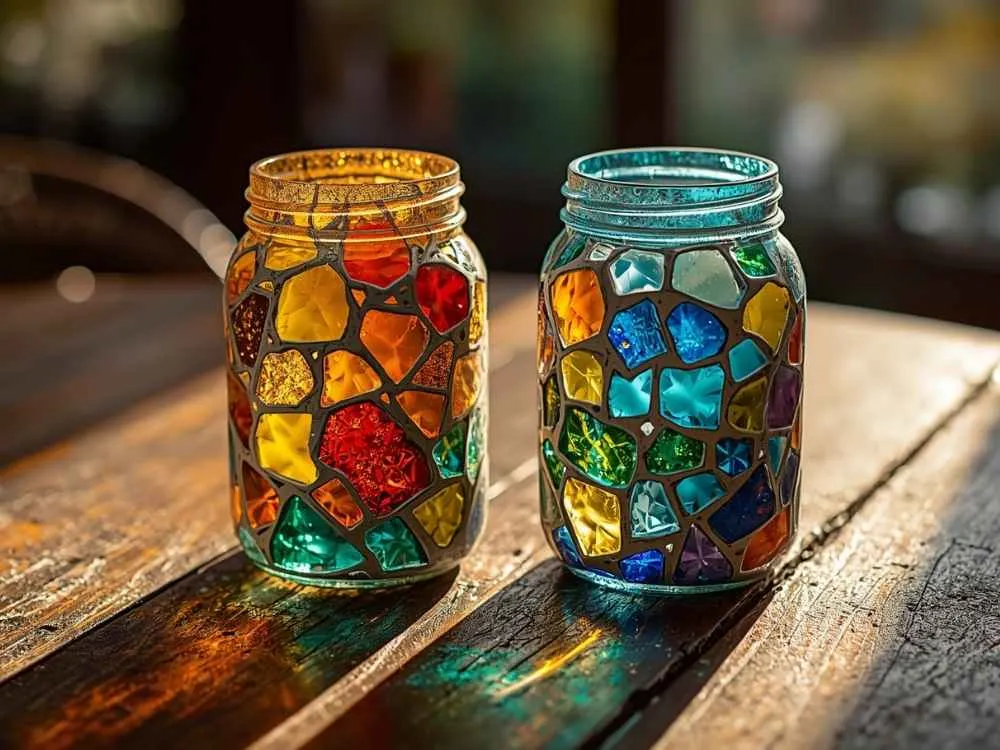 Mosaic Glass Mason Jars