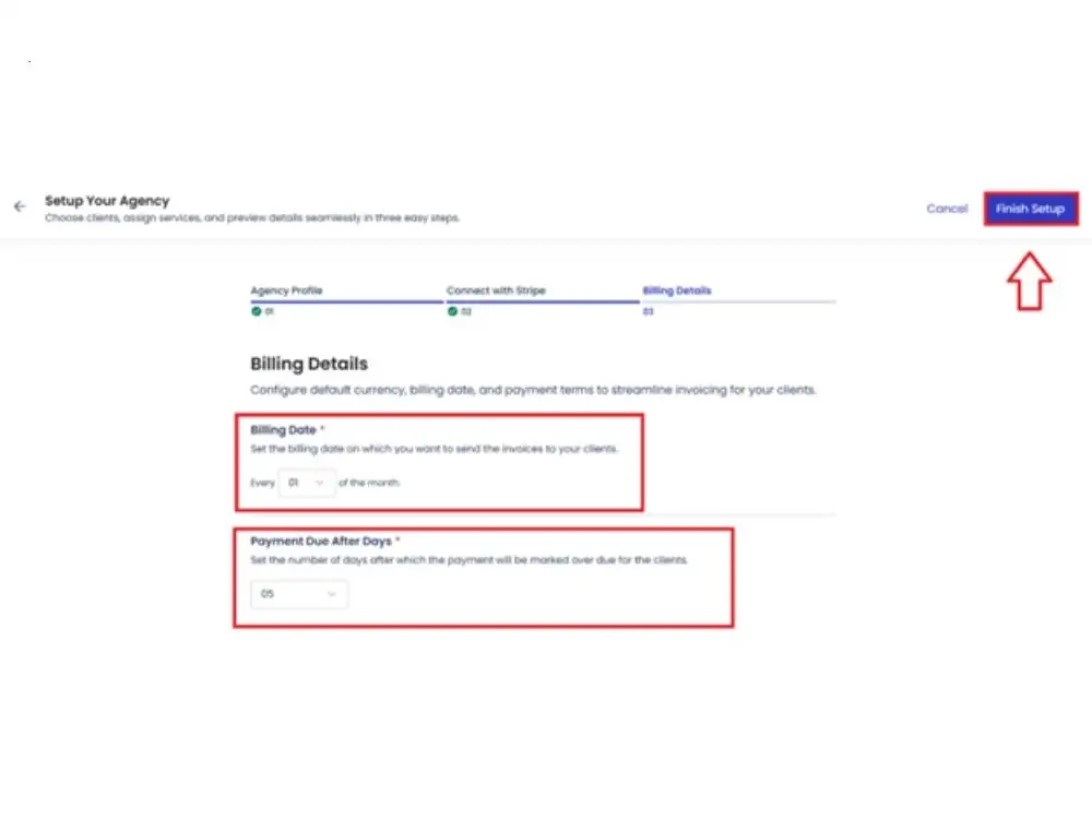 Pick a billing cycle and due dates