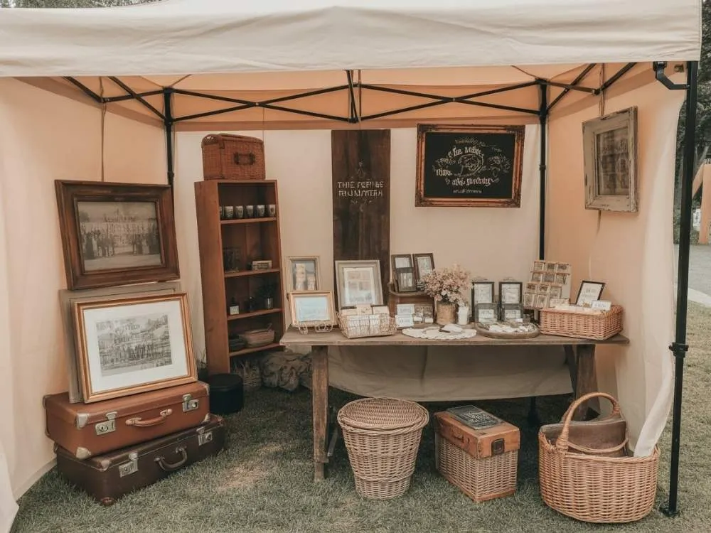 vintage market style display for a vendor booth