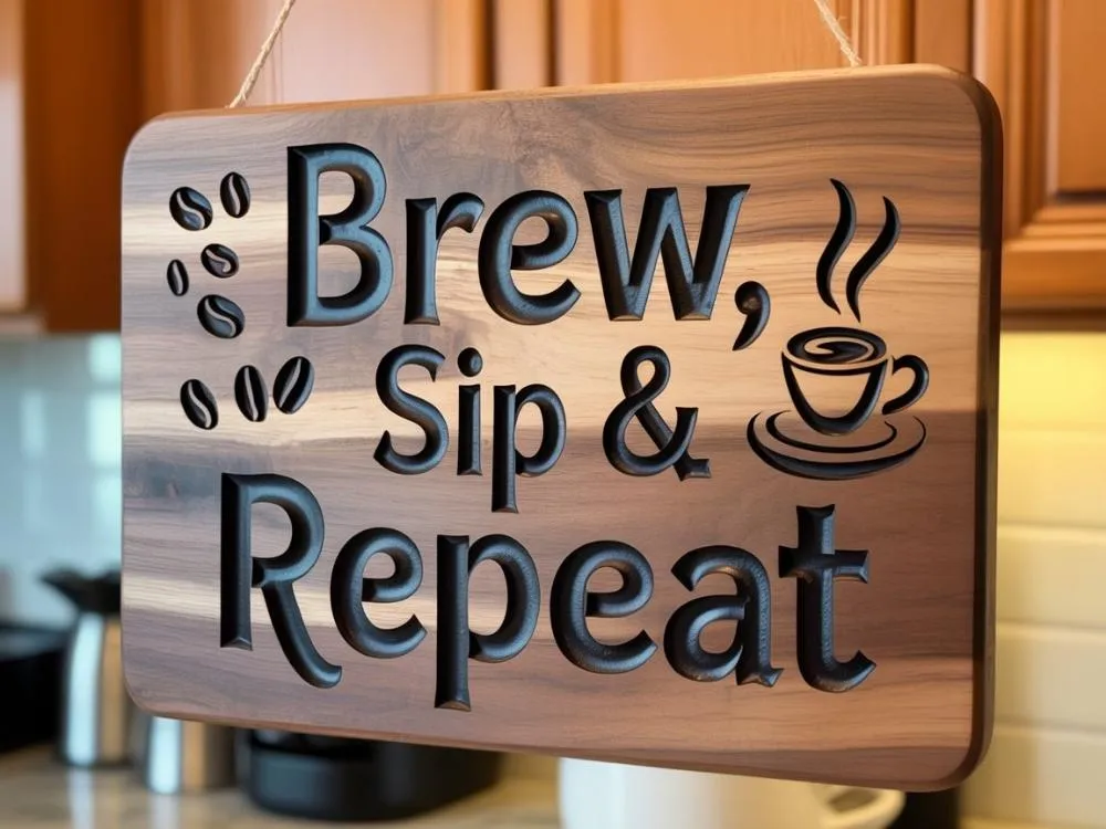 Wood-Burned Coffee Station Sign