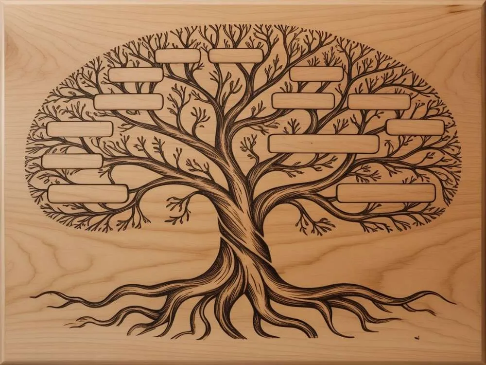 Wood-Burned Family Tree Art