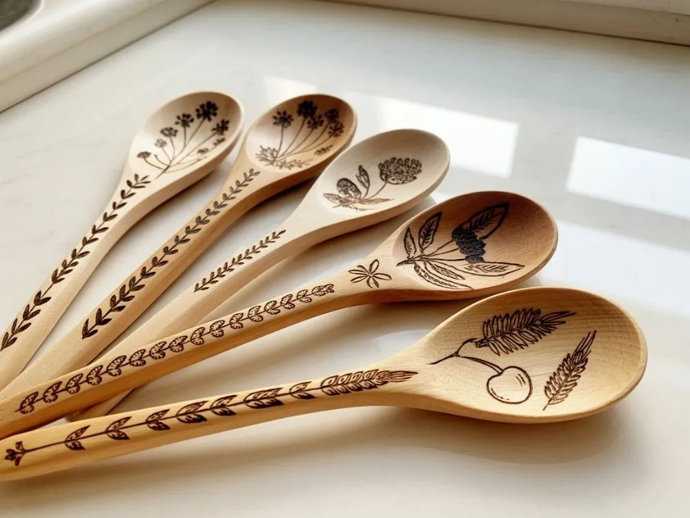 Wood-Burned Wooden Spoons
