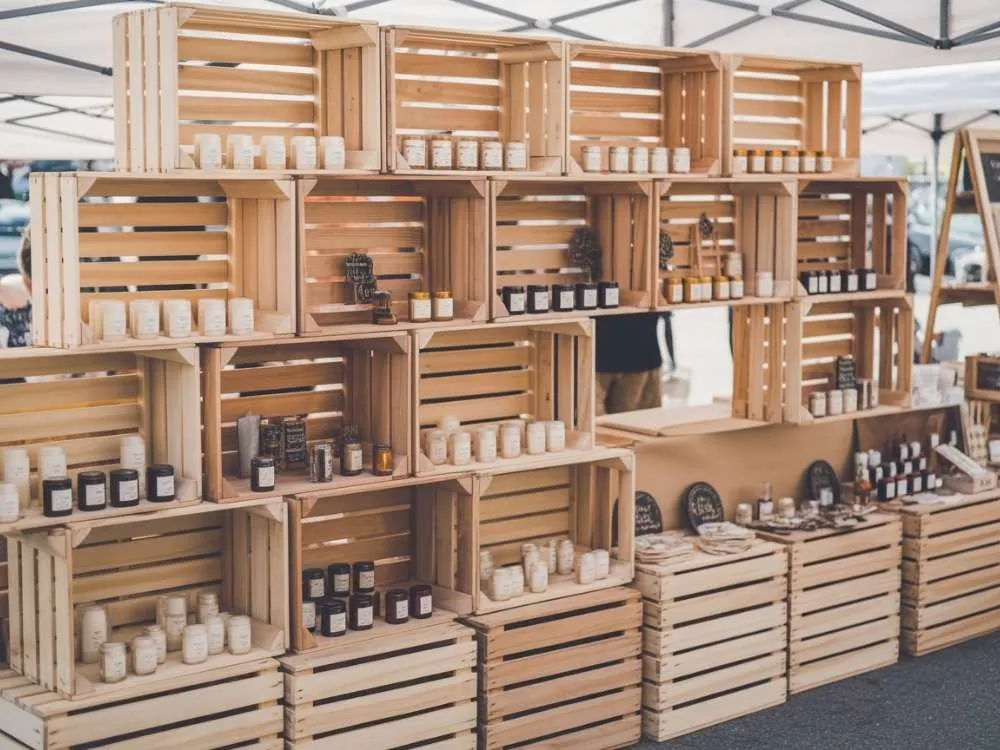 Wooden Crate Display Shelves