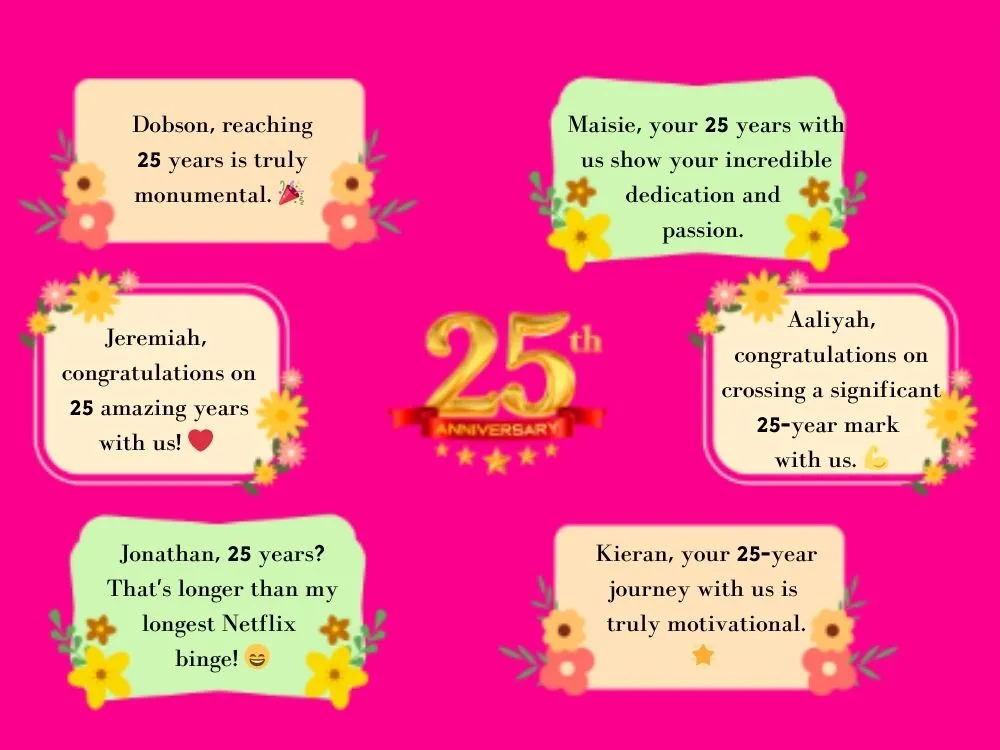 25th Work Anniversary Messages
