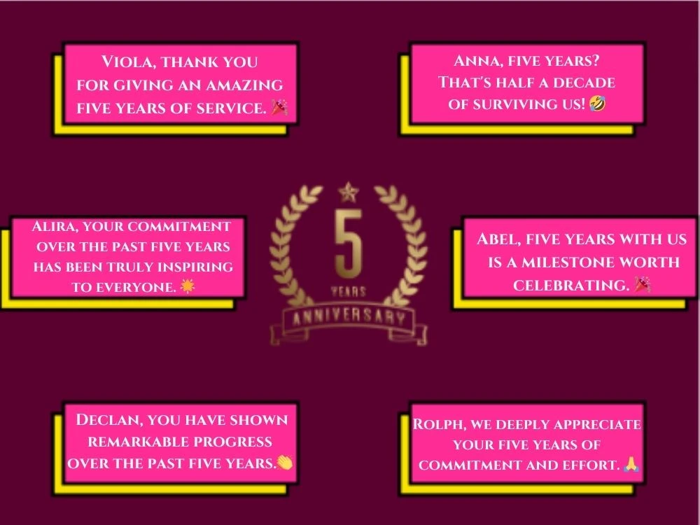 5th Work Anniversary Messages