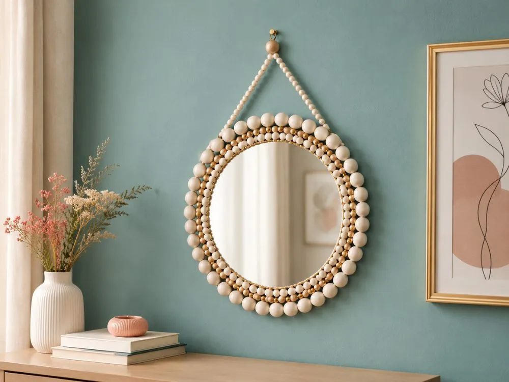 Beaded Mirror Hanging Accent