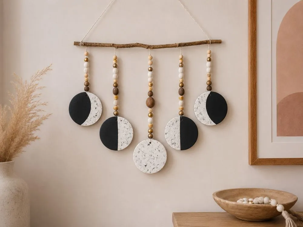 Beaded Moon Phase Wall Hanging