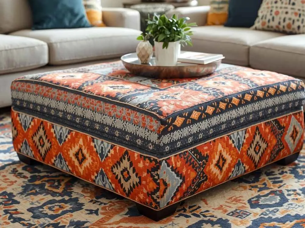 Boho Fabric Ottoman