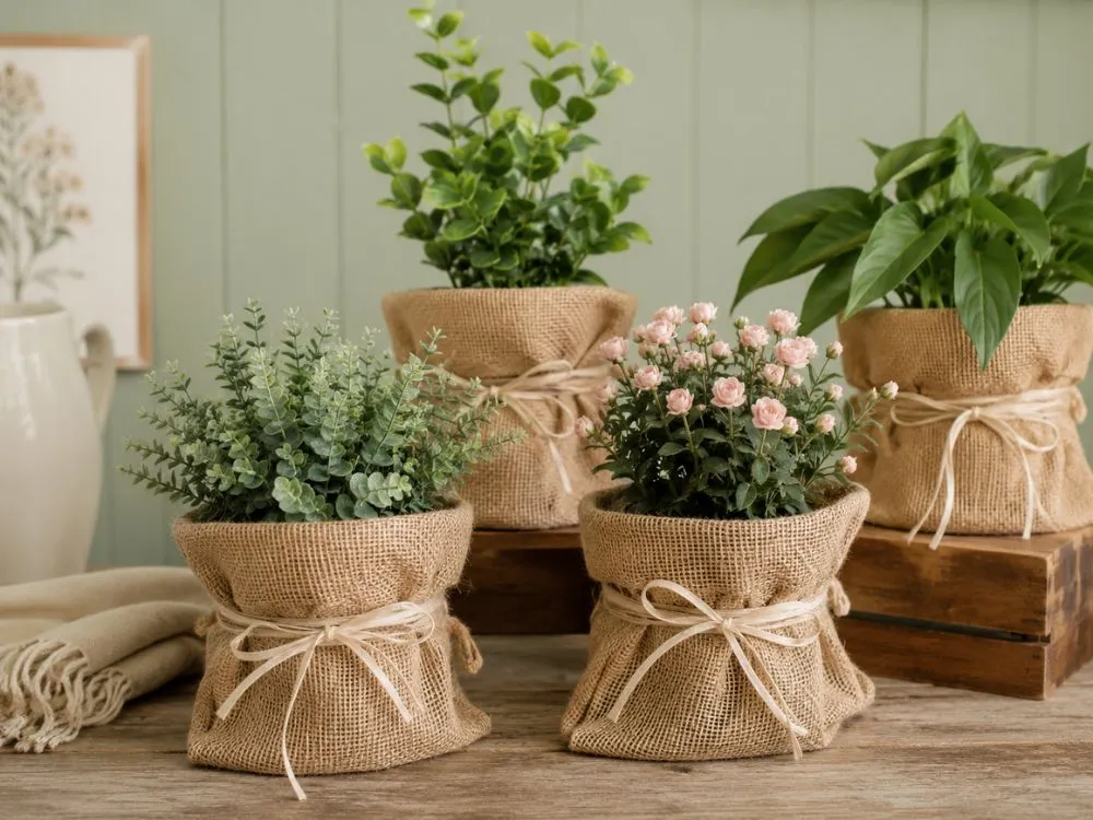 Burlap Plant Pot Cover
