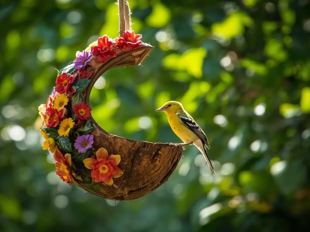 Coconut Shell Bird Feeder