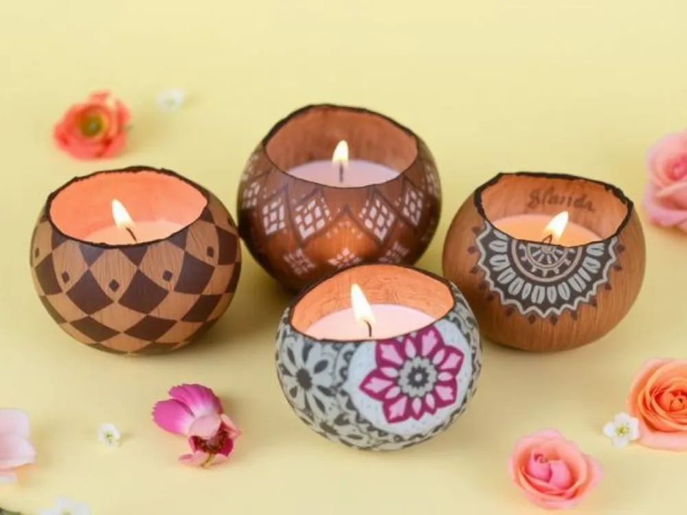 Coconut Shell Candle Holders
