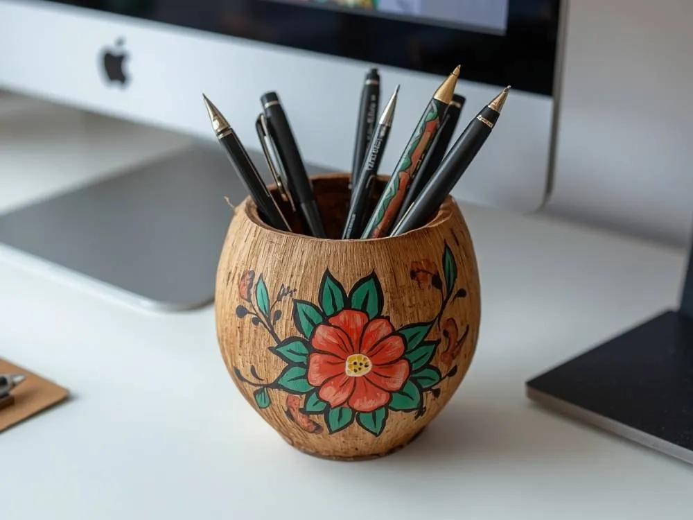 Coconut Shell Desk Organizer