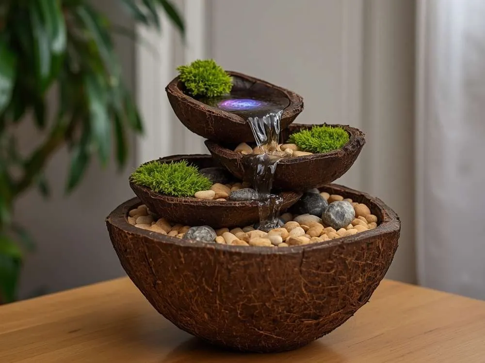 Coconut Shell Tabletop Fountain