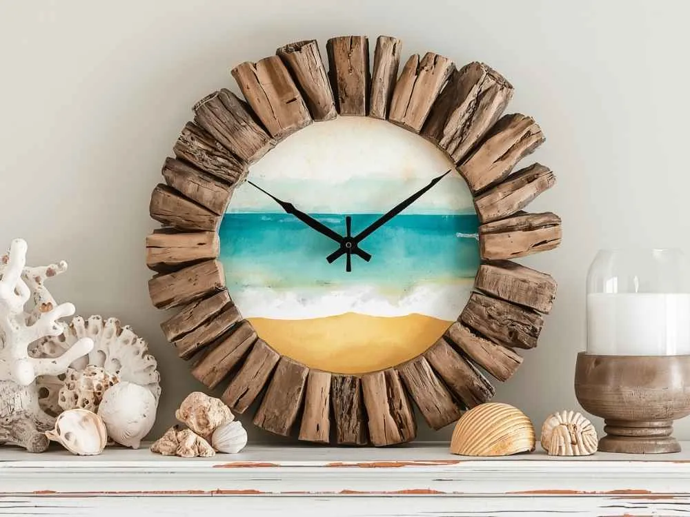 Driftwood Beach-Themed Clock