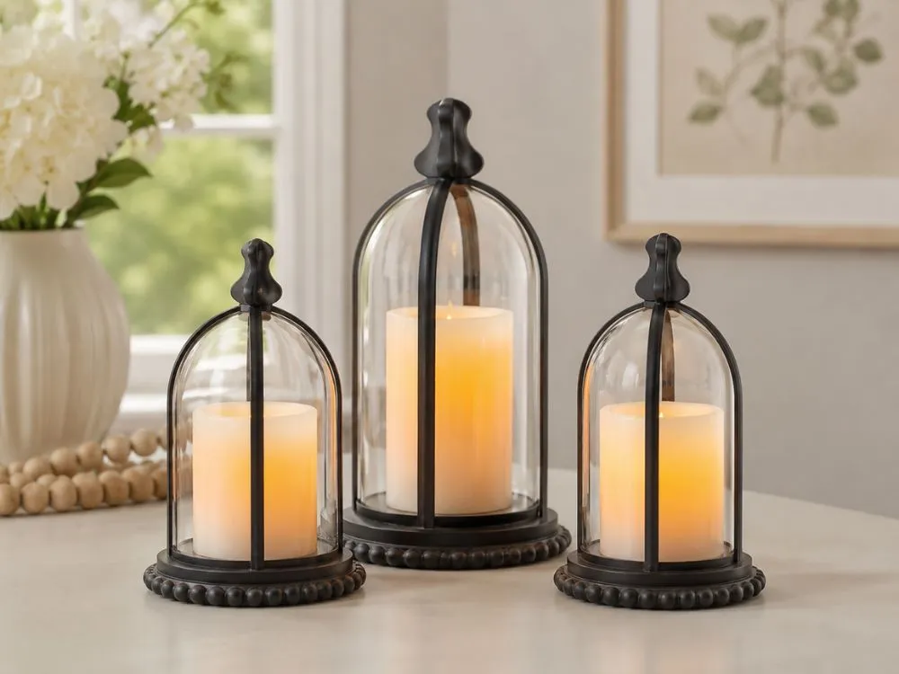 Farmhouse Candle Cloche Set