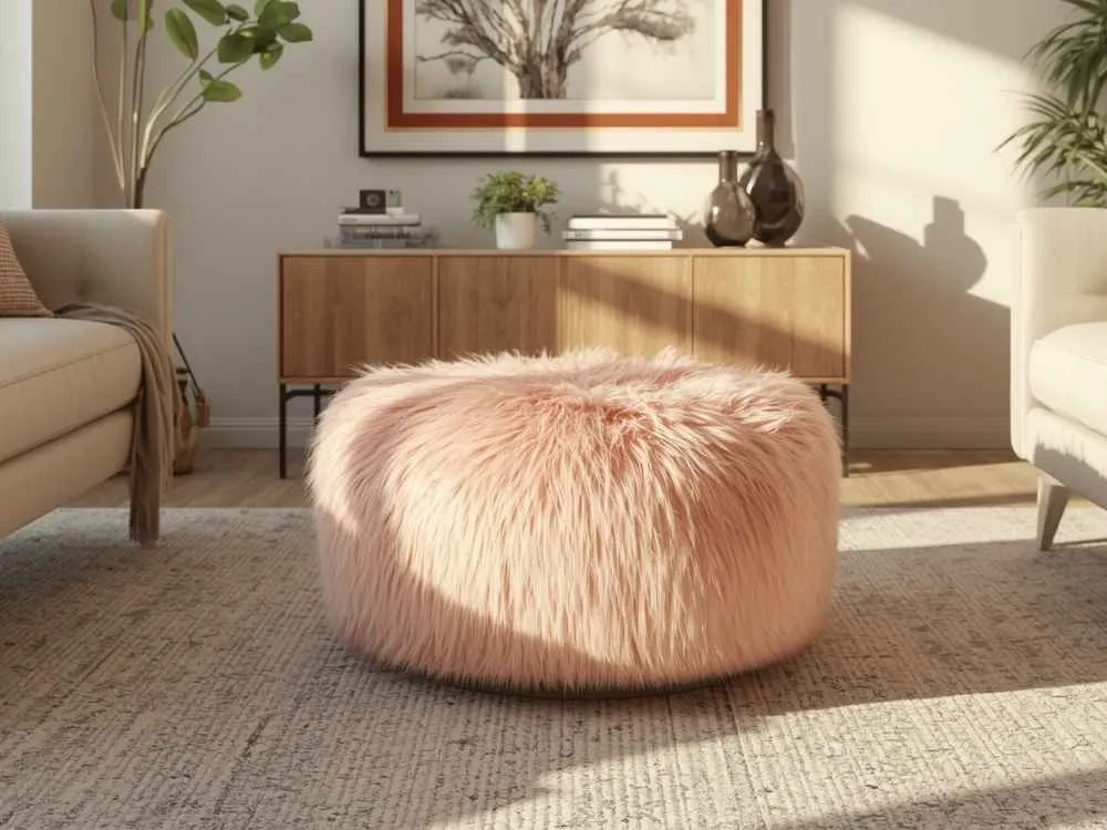 Faux Fur Ottoman