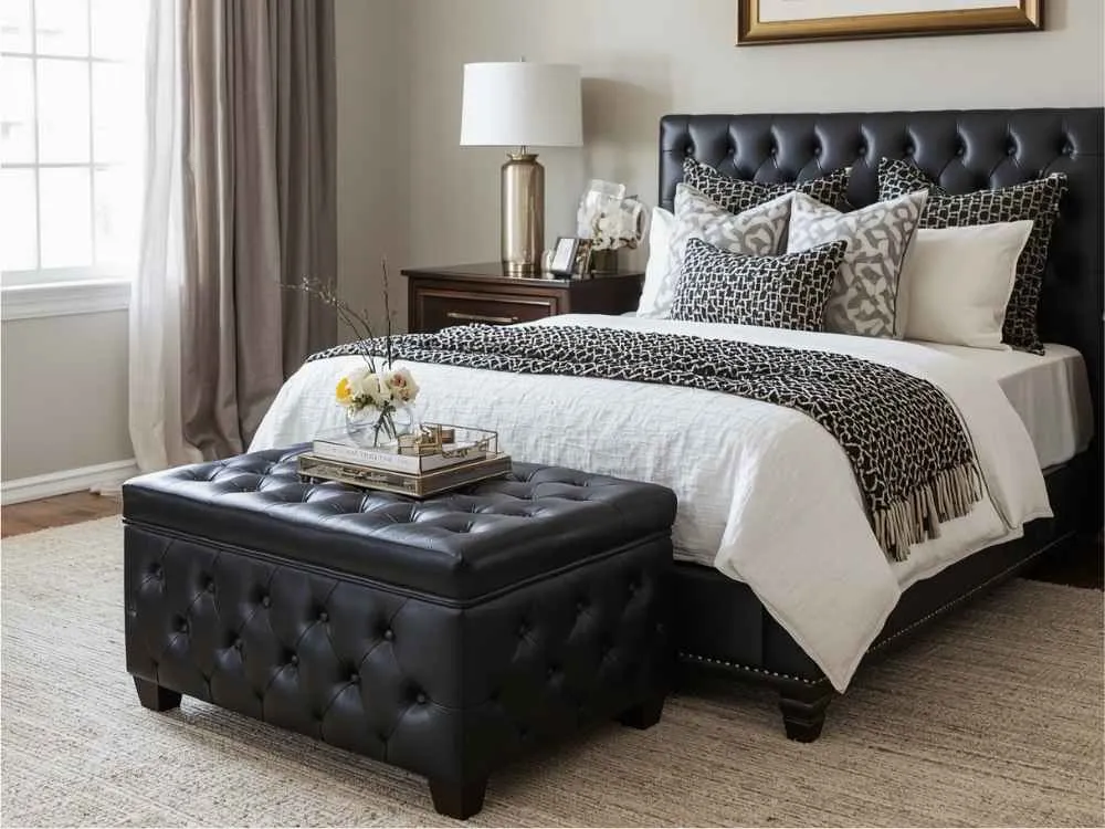Faux Leather Cube Ottoman