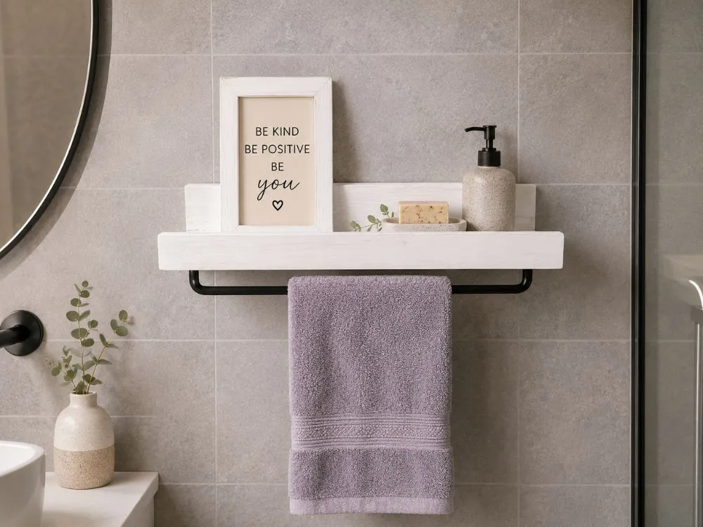 Floating Shelf with Towel Bar