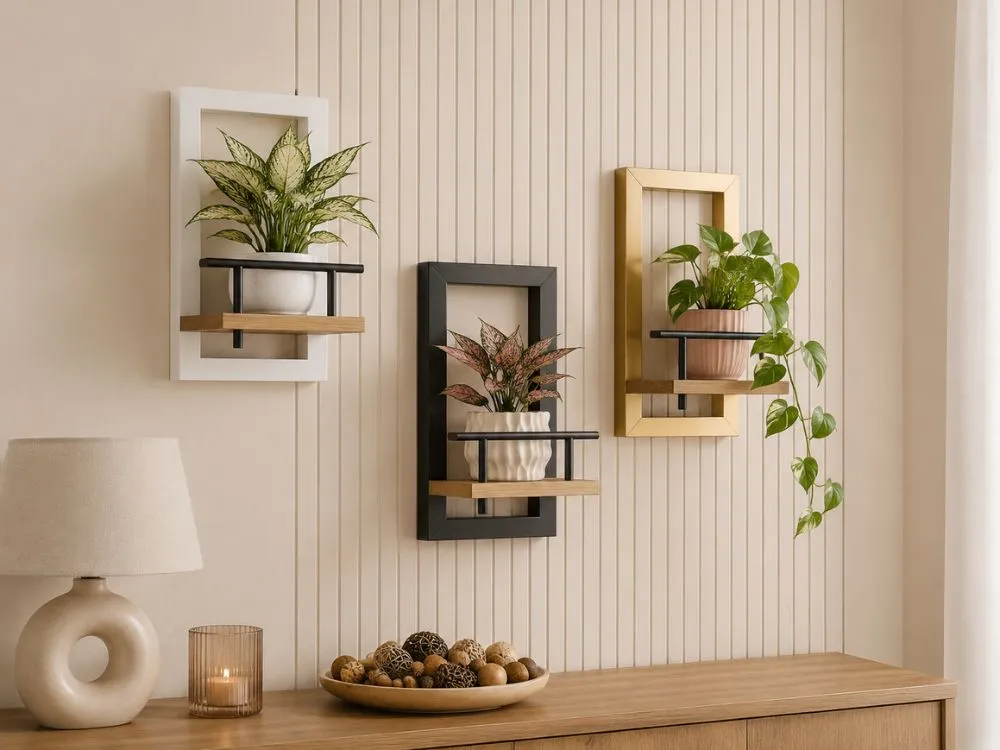 Floating Shelves with Planter Slots
