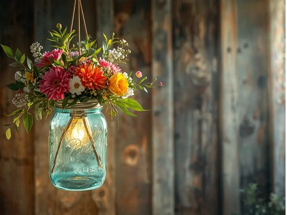 Hanging Mason Jar Light Art