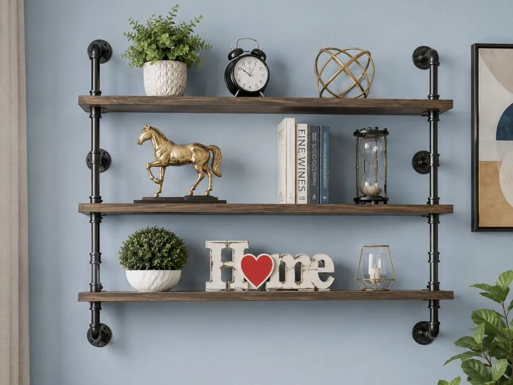 Industrial Pipe Floating Shelves