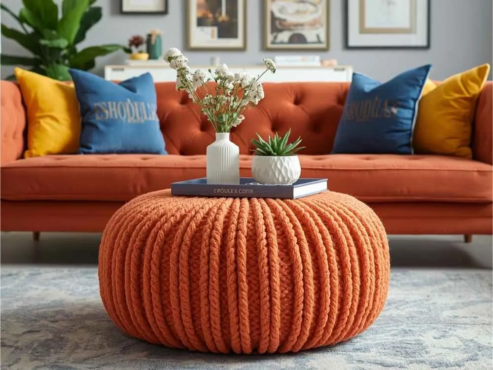 Knit Pouf Ottoman