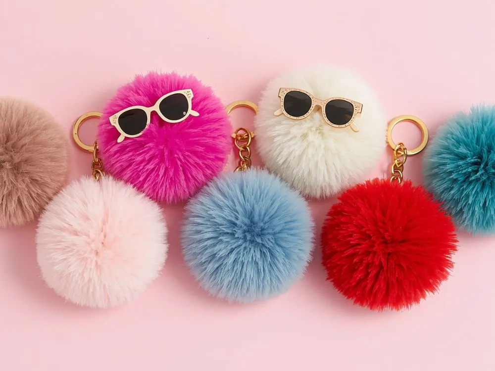 Modern Faux Fur Pom-Pom Keychains