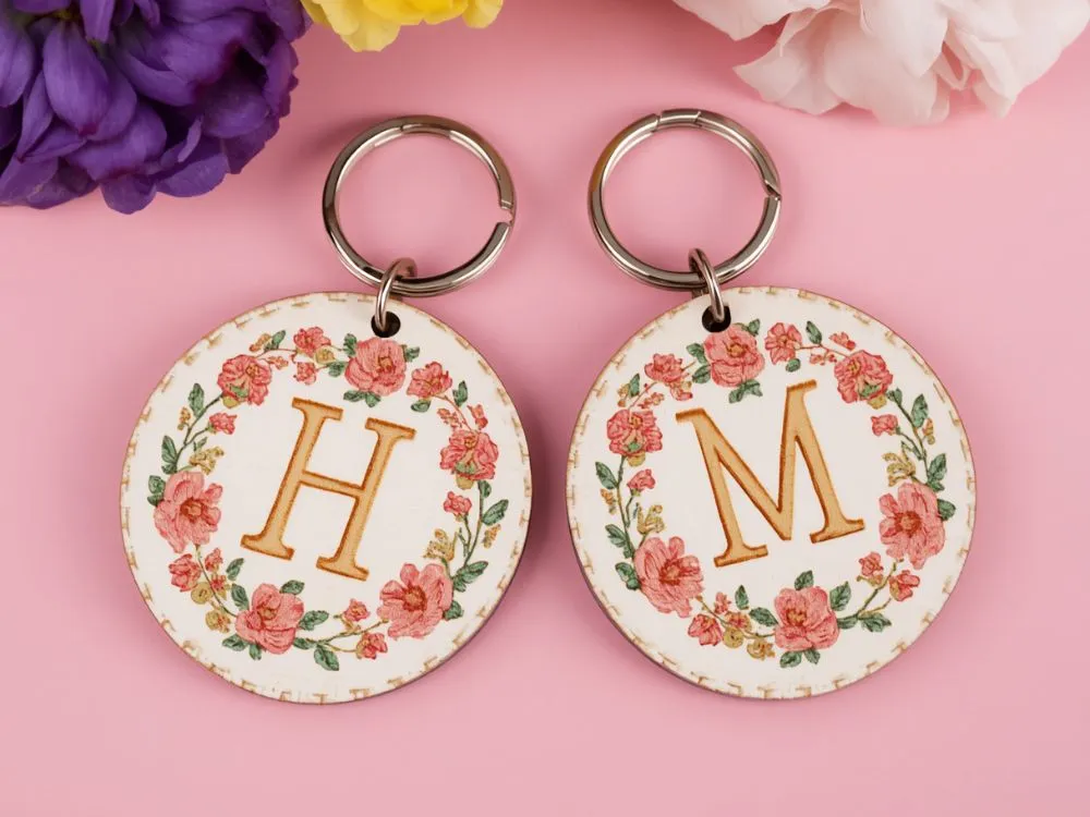 Wooden Monogram Keychains