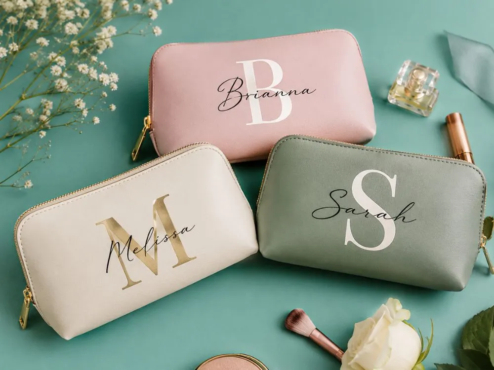 Monogram Wedding Cosmetic Bag