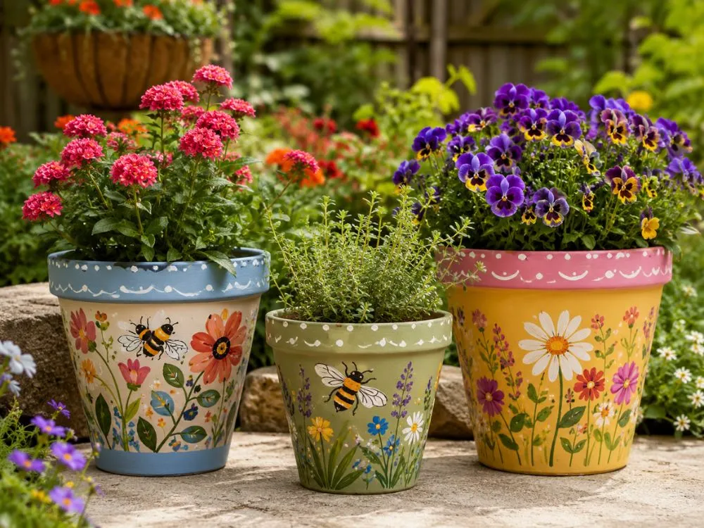 Painted Terracotta Planter Pots