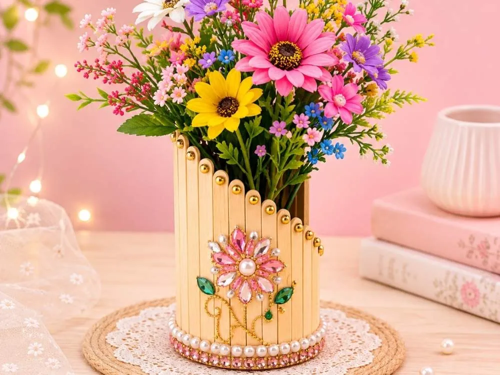 Popsicle Stick Flower Vase