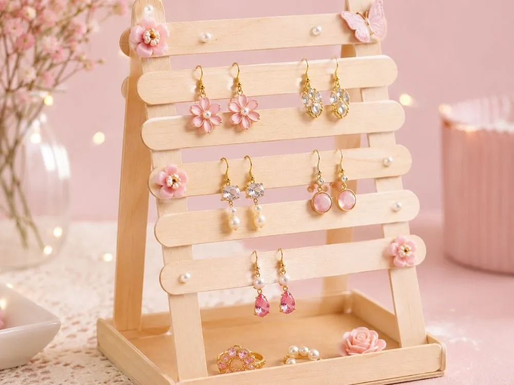 Popsicle Stick Jewelry Display Stand