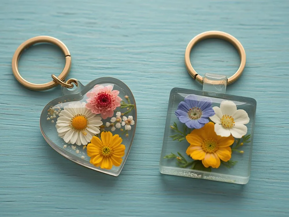 Pressed Flower Resin Keychains