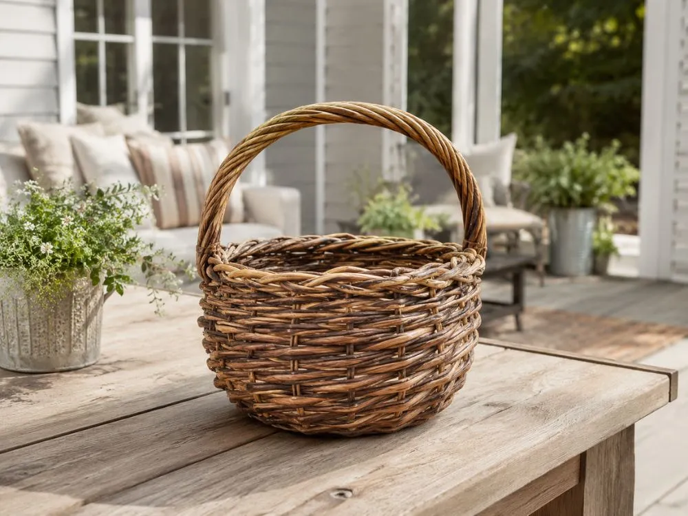 Rustic Woven Twig Basket