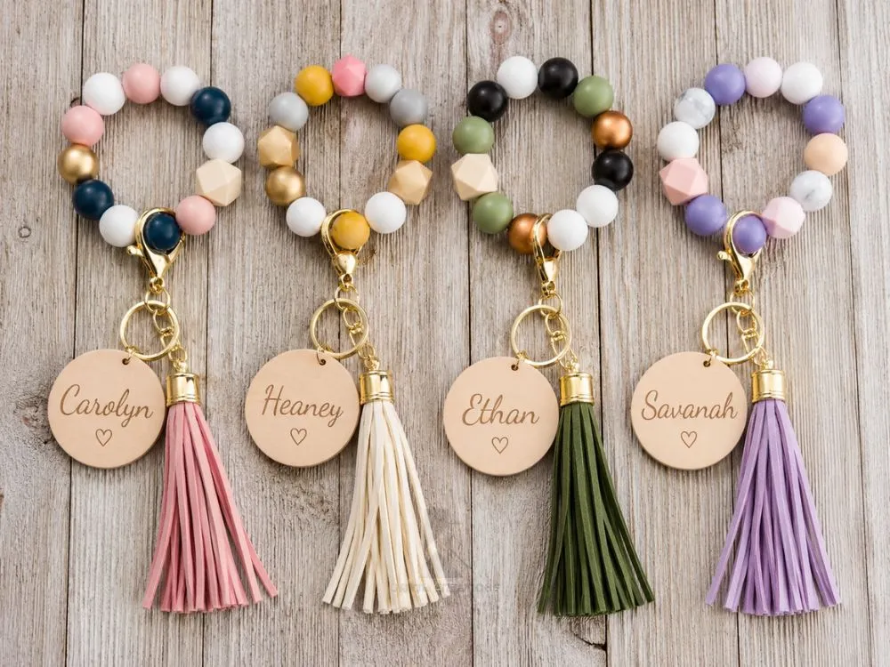 Silicone Bead Wristlet Keychains