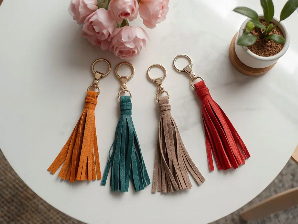 Faux Leather Tassel Keychains