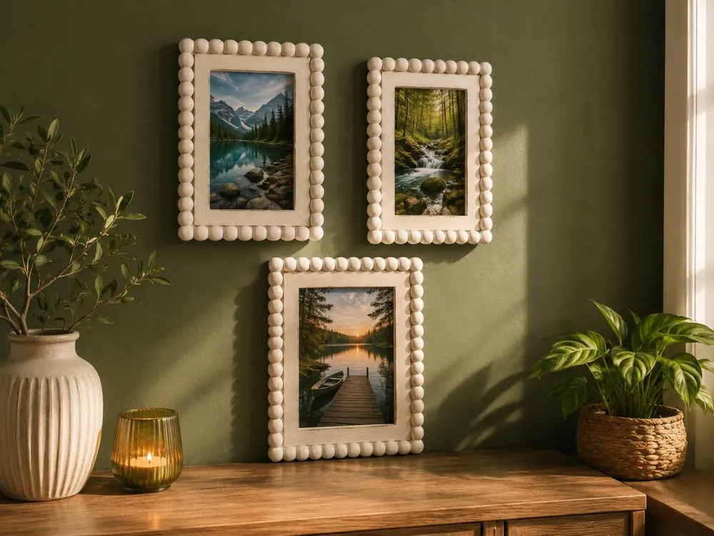 Wooden Bead Picture Frames