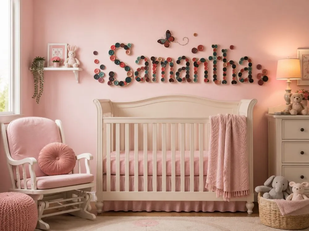 Button Crib Name Sign