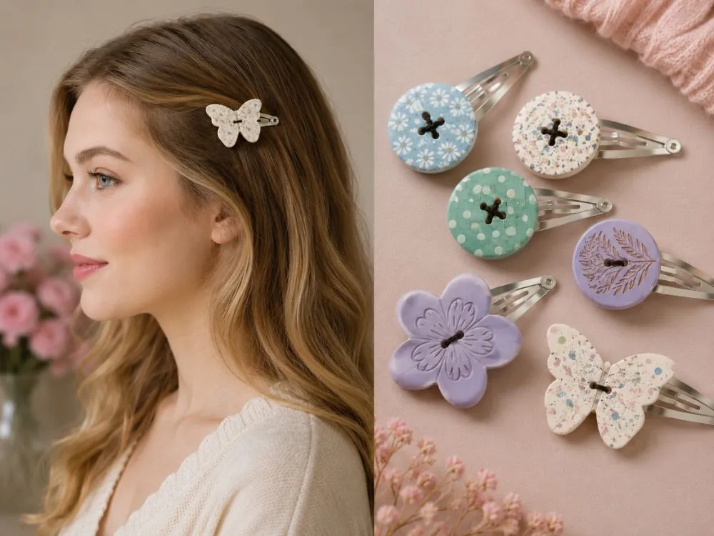 Button Hair Clips