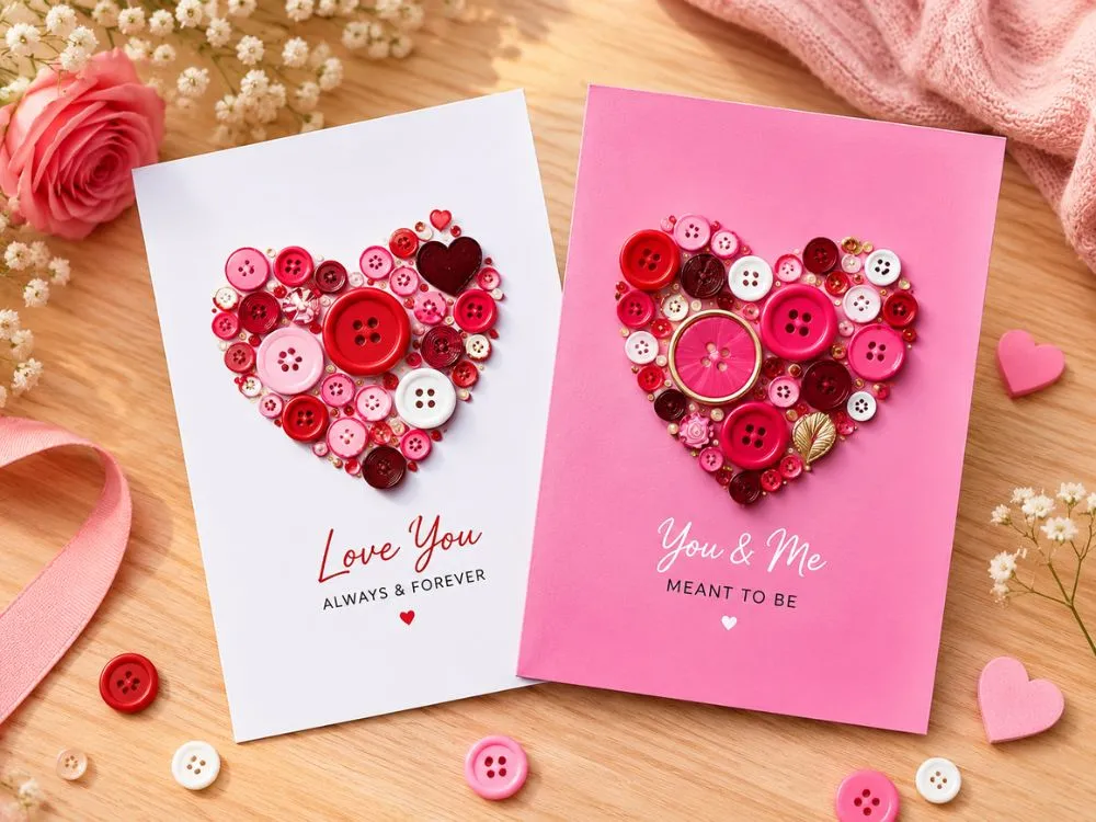 Button Heart Greeting Cards